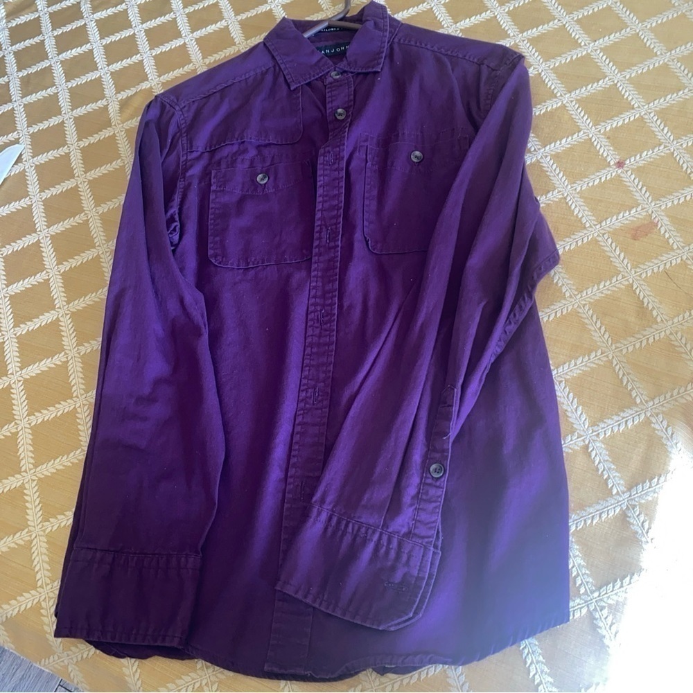 Sean John Men's Dress Shirt Size 18 34/35 Purple Violet Barrel Cuff